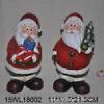 Santa claus with tree design ceramic christmas decoration